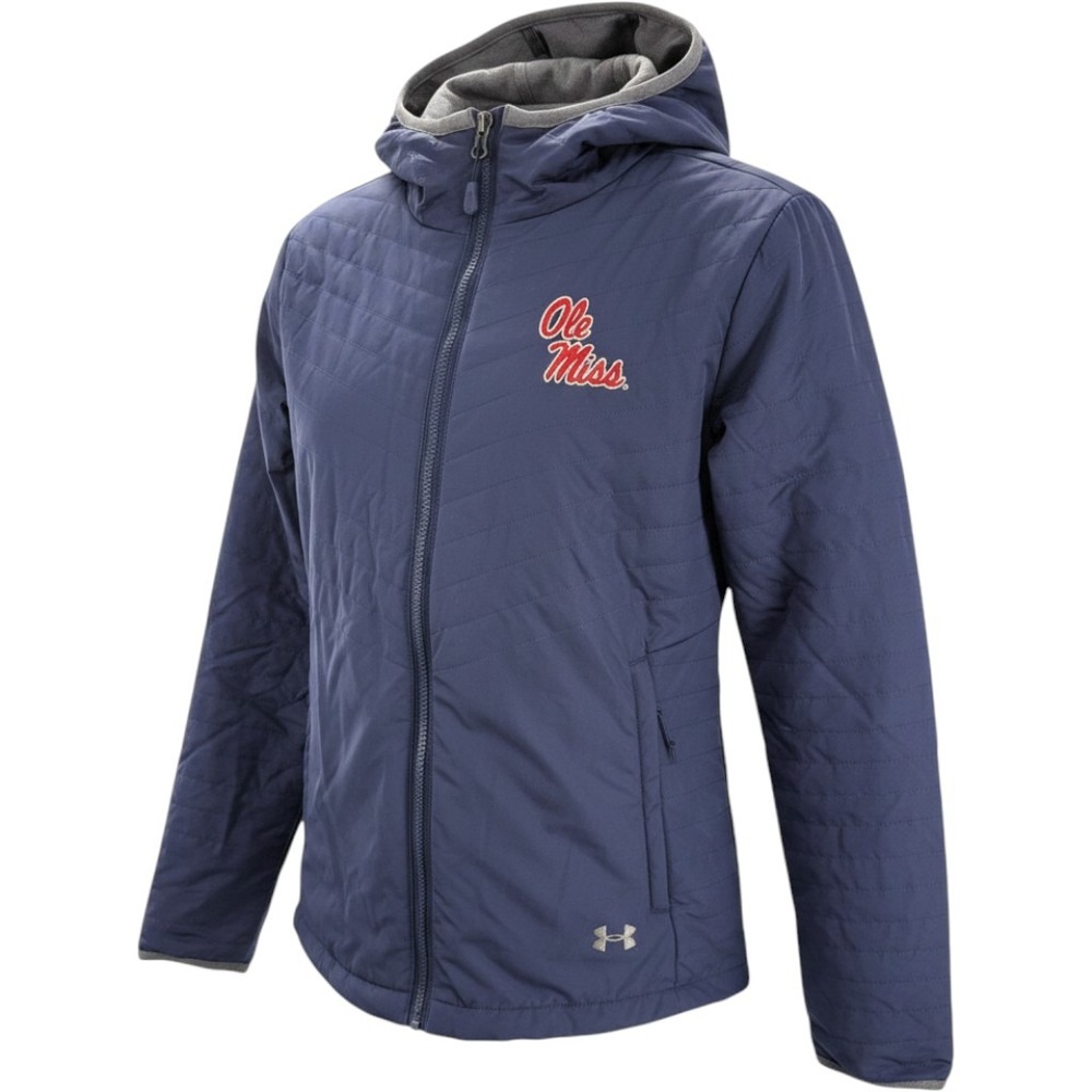 Under Armour Ole Miss Rebels ColdGear Jacket Navy Blue Womens NEW Small